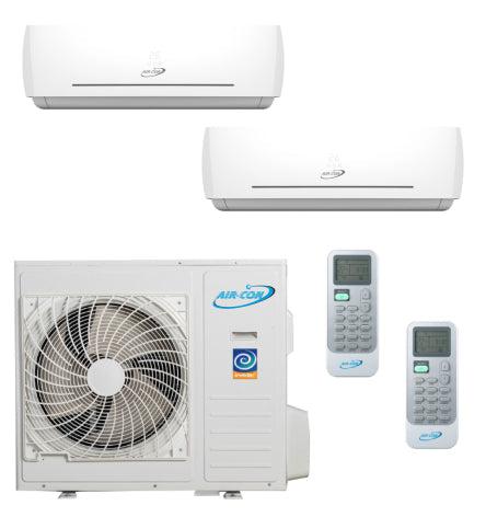 Air-Con 24,000 BTU 22 SEER 2-Zone Wall Mounted 12K+12K Mini-Split Heat Pump System