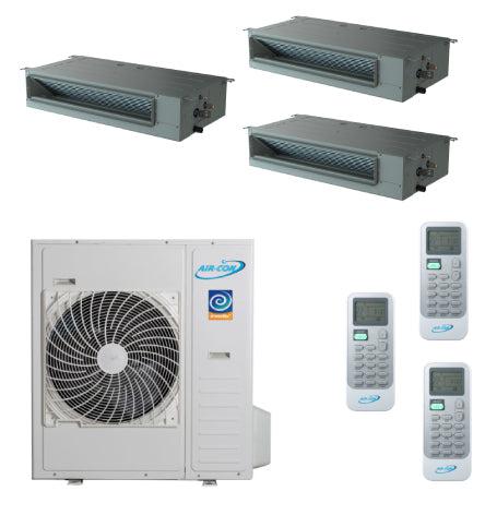 Air-Con 36,000 BTU 20 SEER 3-Zone Concealed Duct 12K+12K+12K Mini-Split Heat Pump System