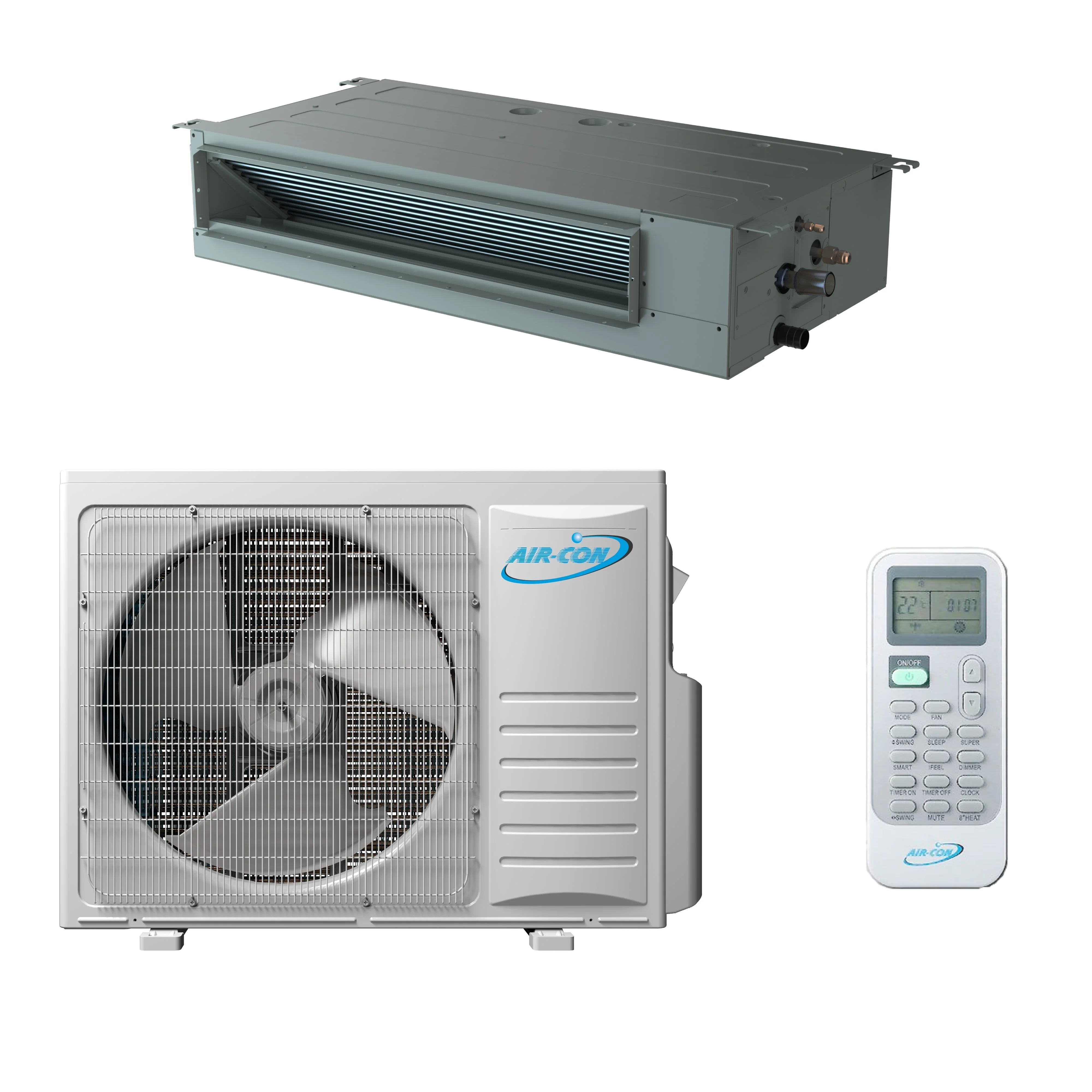 Air-Con Sky Pro Series 12,000 BTU 19 SEER Single Zone Concealed Duct Mini-Split Heat Pump System