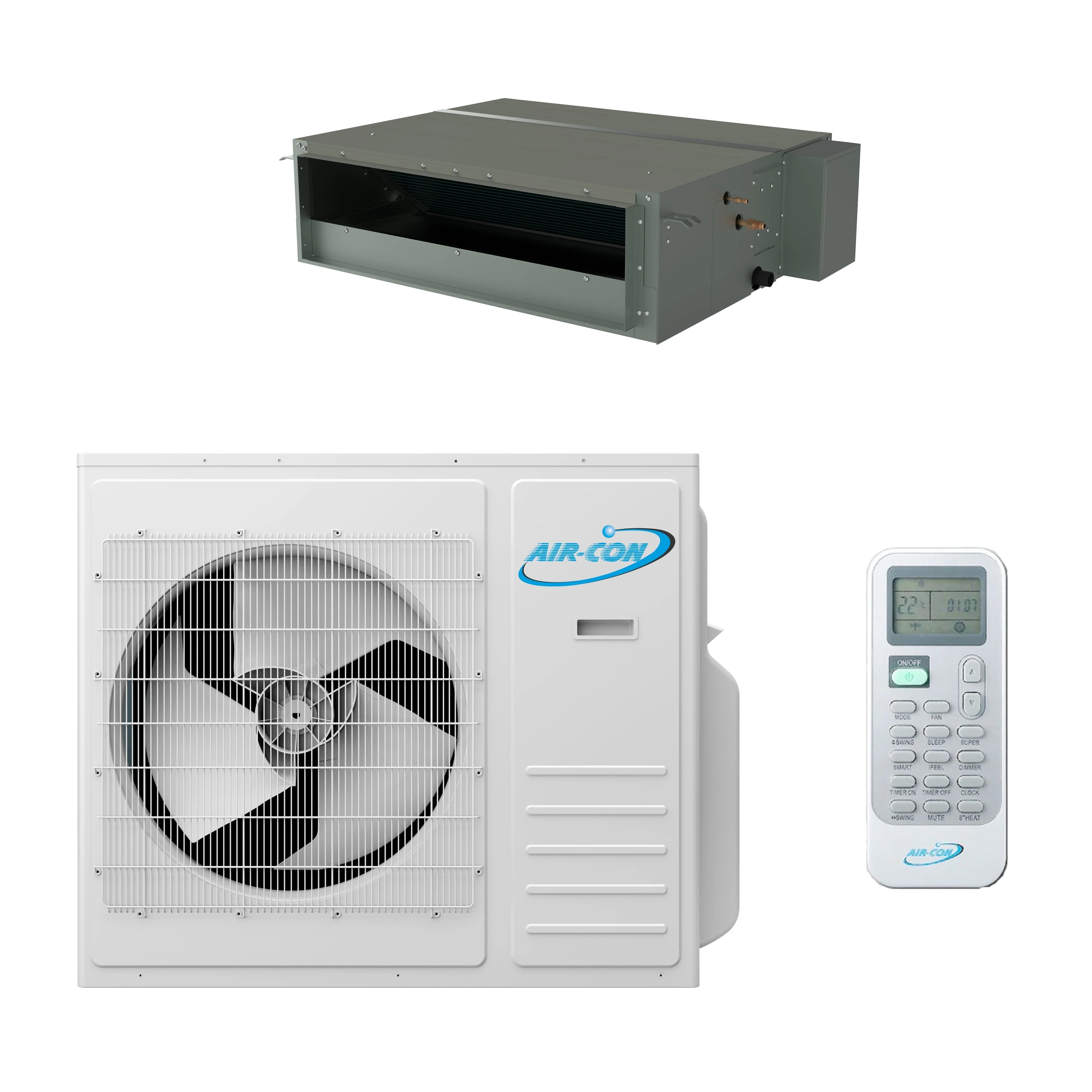 Air-Con Sky Pro Series 24,000 BTU 18 SEER Single Zone Concealed Duct Mini-Split Heat Pump System