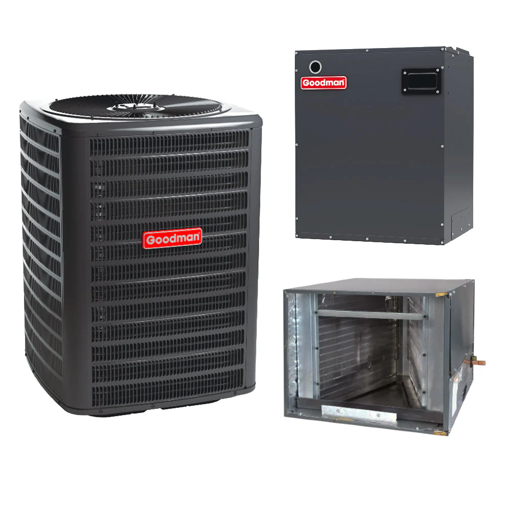 2 Ton 14.5 SEER2 Goodman Horizontal Air Conditioner System with Models GLXS3BN2410, CHPTA2426B3, MBVB12BP1X00