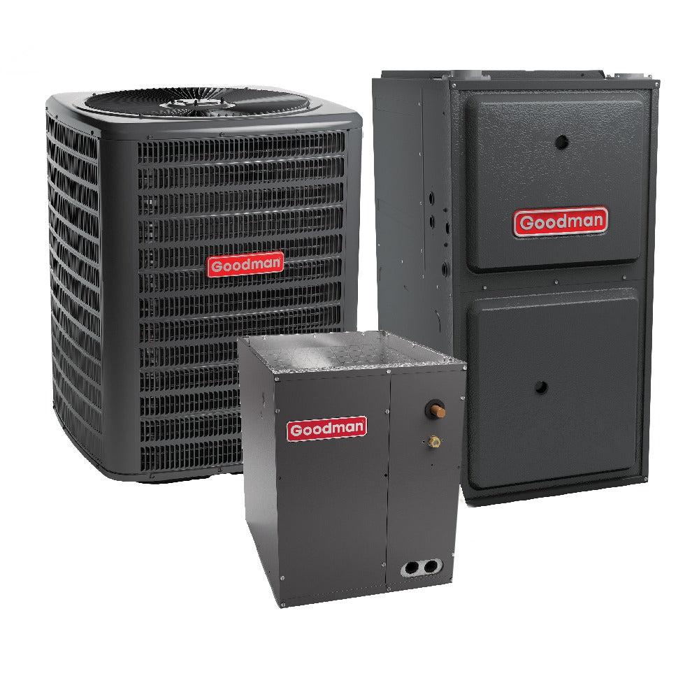3 Ton 13.4 SEER2 100,000 BTU 92% AFUE Goodman Upflow Air Conditioner System - GLXS3BN3610, CAPFA6030C3, GR9S921005CN