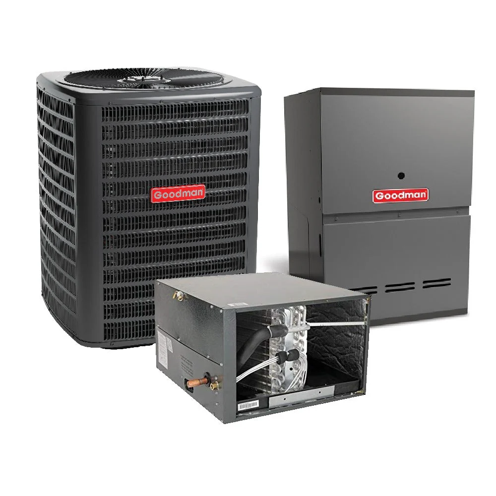 3 Ton 13.6 SEER2 100,000 BTU 80% AFUE Goodman Horizontal Air Conditioner System - GLXS3BN3610, CHPTA3630C3, GD9S801005CN
