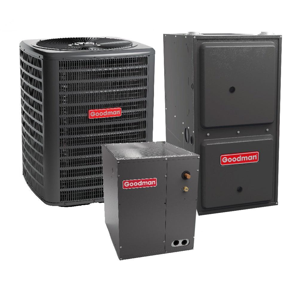 3 Ton 14.5 SEER2 80,000 BTU 96% AFUE Goodman Downflow Air Conditioner System - GLXS4MA3610, CAPTA4230C3, GD9S960804CN