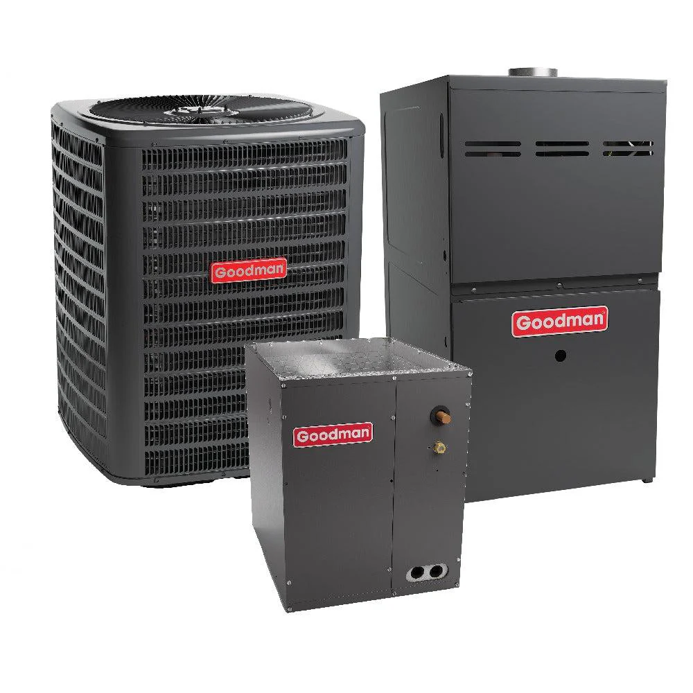 3 Ton 15.2 SEER2 80,000 BTU 80% AFUE Goodman Upflow Air Conditioner System - GLXS4BA3610, CAPTA4230C3, GR9T800804CN
