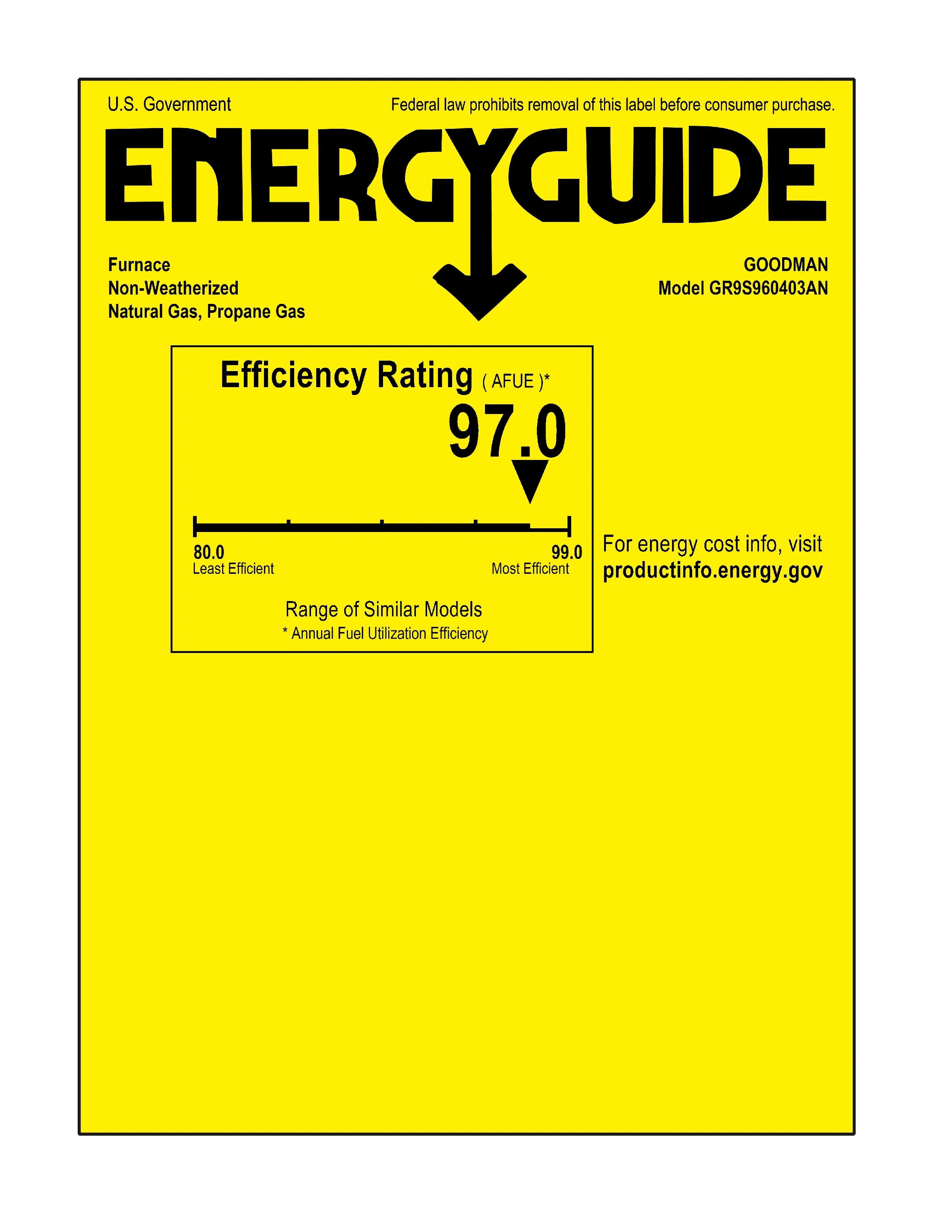 40,000 BTU 96% AFUE Upflow/Horizontal Single Stage Goodman Gas Furnace - GR9S960403AN - Image 8