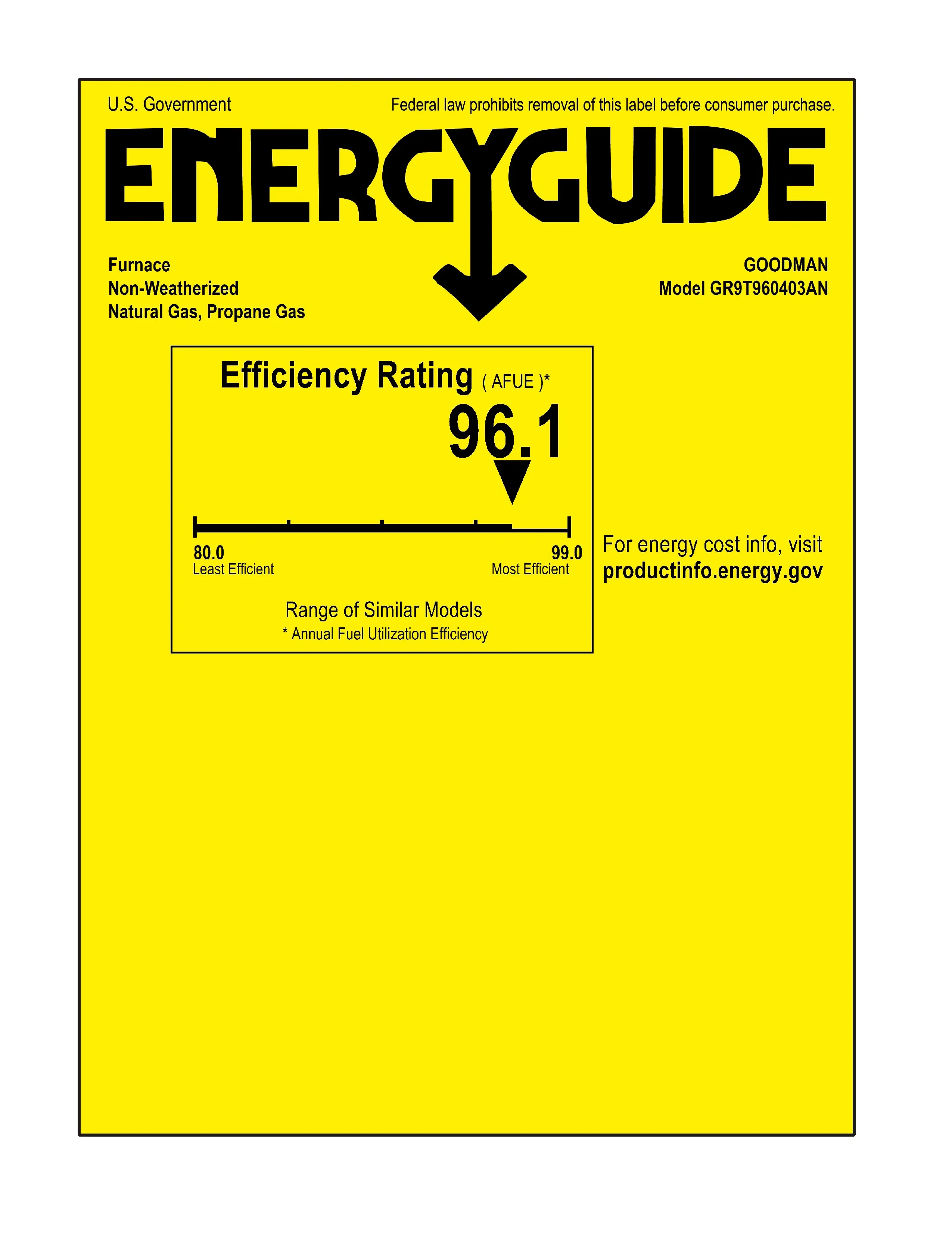 40,000 BTU 96% AFUE Upflow/Horizontal Two Stage Goodman Gas Furnace - GR9T960403AN - Image 8