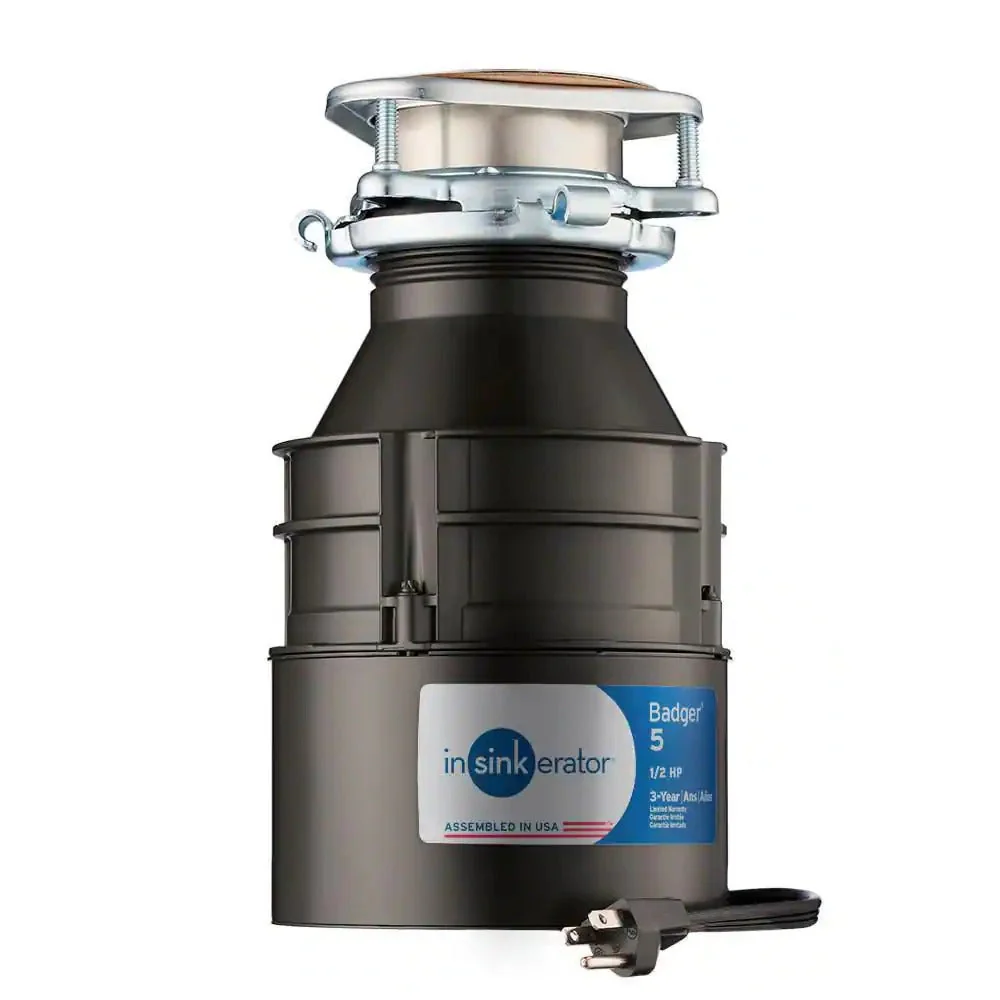 InSinkErator Badger 5 Standard Series 1/2 HP Garbage Disposal with Power Cord - Image 2