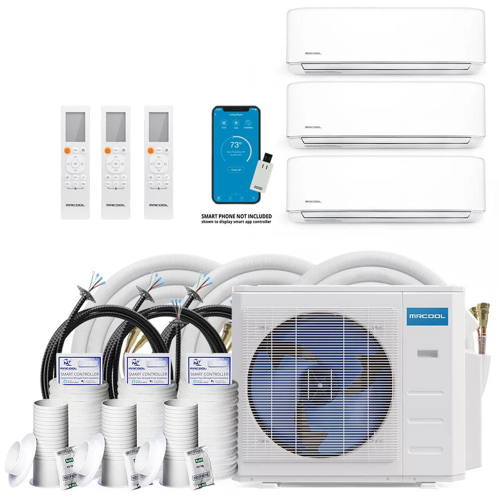 MRCOOL DIY Mini-Split Series 4th Generation 36,000 BTU 3-Zone Wall Mounted 9K+12K+12K Heat Pump System