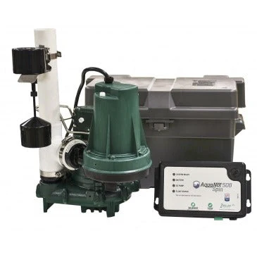 Zoeller Aquanot Spin 508 1/3 HP 115V Cast Iron Submersible Sump Pump System with 12V Battery Backup - Image 3
